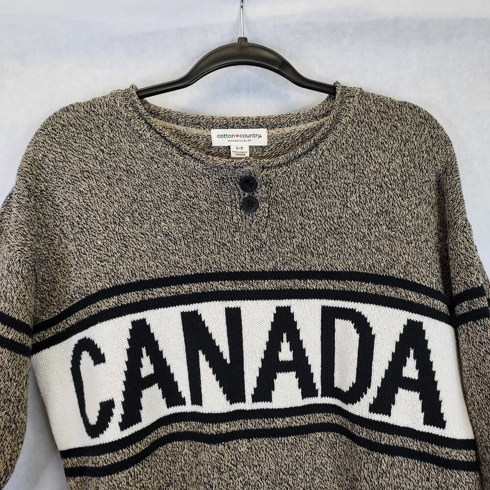 Cotton Country Parkhurst Henley Sweater Women S Knit Canada Maple Preppy Cabin - Picture 2 of 13